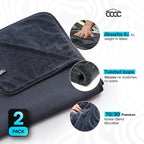 Crystal Clean Single-Sided Pack of 2 XL (28x36) Car Drying Towel – Korean Microfiber Towel with Double Twisted Loop, Professional Drying Towel for Car Detailing - Quick Dry, Paint Safe & Swirl-Free