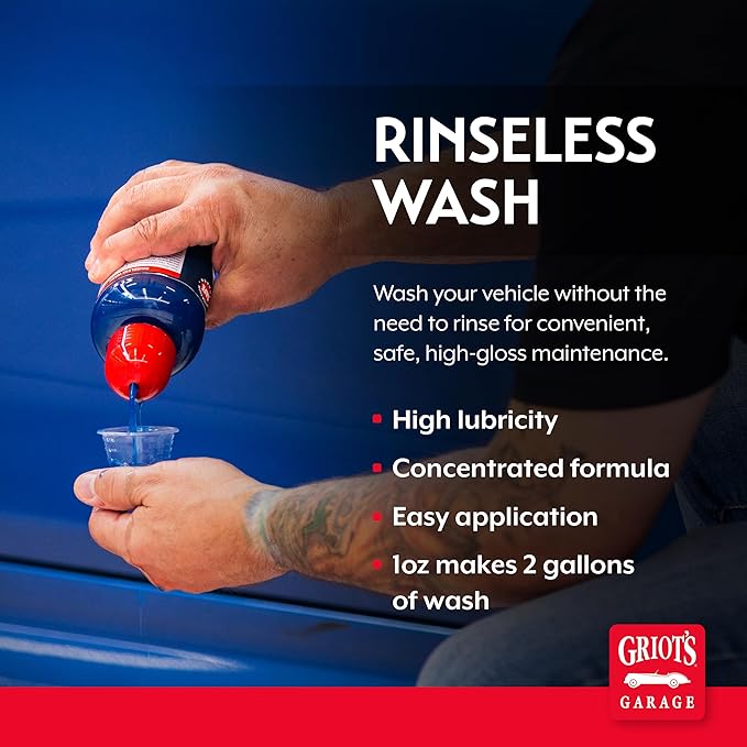 Griot's Garage Rinseless Wash for Car Cleaning and Detailing, No-Rinse Cleaner, Washing Liquid for RVs, Boats, Trucks, Motorcycles, 16 oz