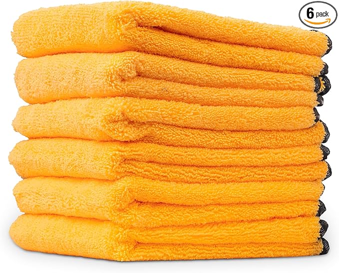 Chemical Guys Professional Grade Premium Microfiber Towels for Cars, Gold, 24" x 16", Ultra-Soft and Scratch-Free Car Detailing Cloths for Trucks, Motorcycles, and More - 6 Pack