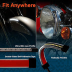 TRUE MODS 2pc 5" LED Motorcycle Front Fork Switchback Cold White DRL Running & Amber Turn Signal Light Strip Kit [Waterproof] [Blinker] Flexible Self Adhesive Universal Surface Mount for UTV ATV Bike