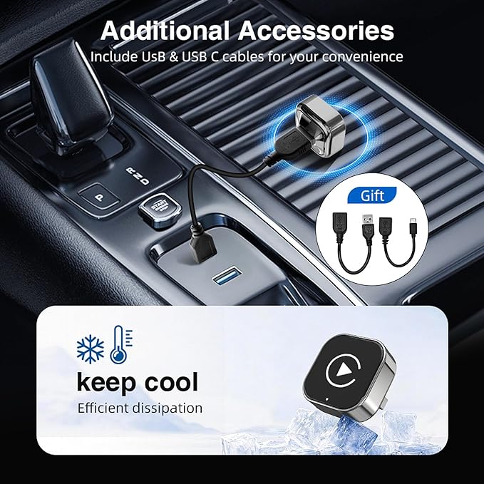 PWireless Wireless CarPlay Adapter & Android Auto Dongle 2026 Upgraded, Fast Auto-Connect, Stable Connection, Mini Size Plug & Play Adapter for iPhone & Android Auto Compatible Cars (Black)