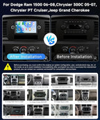 4+64G for Dodge Ram 1500 06-08,Chrysler 300C 05-07,Chrysler PT Cruiser,Jeep Grand Cherokee Android Car Stereo WiFi Wireless Carplay Android Auto,6.2“ for Dodge Ram Radio for Jeep Grand Cherokee Radio