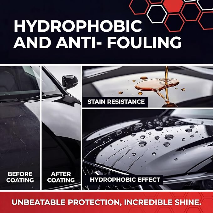 20H Crystal Serum Light Ceramic Coating Kit 50ml – Provides Up to 9+ Years of Hydrophobic Gloss, Scratch & Stain Protection, Brilliant Gloss & Mirror Shine – Easy & Effective for Car Paint, Trim, and Plastic
