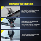 Nilight 2PC 4Inch Triple Row Lights 60W Flood Spot Combo 6000LM Bar Driving Boat Led Off Road Trucks with Adjustable Pillar Hood Mount Bracket Clamp Holder and Wiring Harness Kit