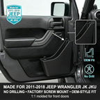 Front Door Grab Handle Pocket Organizer Compatible with 2011-2018 Jeep Wangler JK JKU Rubicon Sahara 2/4-Doors Accessories, Door Side Hanging Storage Box Expansion Accessories