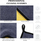 Ultrasoft, Large, Thick and Quick Drying Car Microfiber Cleaning Towel 800GSM Polishing Waxing Auto Detailing Towel Cloth (6pack) (Grey-Yellow)