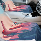 Hahafelt 2 Pack Car Seat Towel Covers with Storage Bag, 63 x 32 Inch Universal Non Slip Waterproof Sweat Protector for Car Truck, Gym Swimming Running, Machine Washable (Los Angeles Street Scene)