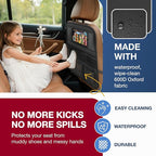Car Backseat Organizer with Tablet Holder (2-pack) - Updated 2025 Oxford 600D Car Storage Organizer, Foldable Car Tray Kids, Road Trip Essentials, Back Seat Protector Kick Mats, Travel Accessories