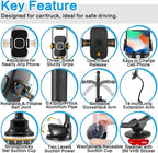 1Zero Solid Car Truck Phone Mount Holder with 14-Inch Gooseneck Long Arm, Windshield Window Mobile Holders w/Industrial-Strength Suction Cup, Anti-Shake Stabilizer Compatible All Cell Phones iPhone