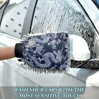 YETTASBIN Chinese Dragon 2PCS Car Wash Mitts, Ultra Absorbent Chenille Microfiber Car Washing Gloves, Scratch-Free Lint-Free Auto Cleaning Mitt, Machine Washable Elastic Cuff Car Wash Sponge