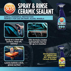 303 Products Spray & Rinse Ceramic Sealant – Quick Ceramic Coating – Water-Activated SiO2 Formula – 6 Months of Protection – Water Repellent Ceramic Spray – Easy to Use – 24 Oz (30264)