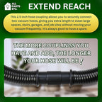 2-Pack 2.5" Vacuum Hose Coupling Connector – Wet Dry Vac Hose Adapter Compatible with Shop Vac, Craftsman & More– Extend Vacuum Reach by Joining 2 Hoses