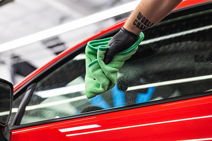 The Rag Company - Premium FTW Microfiber Cleaning Towels for Glass, Windows, Mirrors, Polished Surfaces - Streak-Free, Scratchless, 16" x16”, Green, 3-Pack