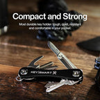 KeySmart Rugged - Multitool Key Holder for Keychain w/Bottle Opener and Pocket Clip, Organizer for Keys, EDC Keychains, Ring for Car Fobs Key Chains, Expandable (Up to 14 Keys, Black)