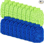 Toulite 16 Pcs Car Wash Mitt Chenille Microfiber Wash Mitt Double Sided Glove Cleaning Drying Mitts (7.48 x 10.24 Inch,Royal Blue,Green)