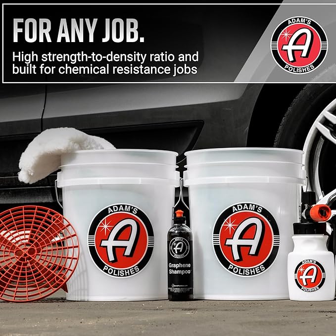 Adam's Polishes Wash Bucket (5 Gallon Bucket + Grit Guard) - Car Detailing Tool for Car Washing & Garage Storage | Stores Car Wash Soap, Foam Cannon, Foam Gun, Microfiber Towels & More