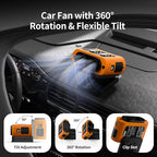 Socool Portable Car Fan - 14500mAh Rechargeable Battery Opearated, Clip on Car Seat Headrest 360 Rotatable, 5-Speed Backseat Fans for Baby Rear Facing Cooling with Dual Air Outlets for SUV RV Truck