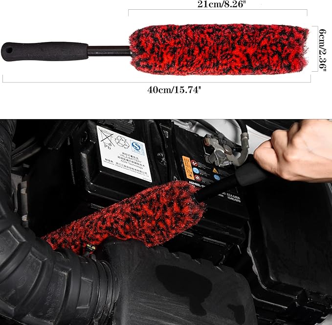 Metal-Free Wheel Brushes(3 Pack), Wheel Brush, Soft, Dense Fibers Clean Car Rim Wheels Safely…