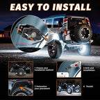 LED Rock Lights Trail Rig Lamp Rocklights 6500K Pure White LED Neon Underglow Lights IP68 Waterproof 9-24V for Off Road Truck Golf Carts ATV UTV SUV SXS RV Motorcycle Boat (4 Pods)