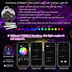 AKEPO 3in1 Fiber Optic Lights Kit APP Control Headliner Starlight, Shooting Star+Music Activated Under Dash Interior LED Light and 6W RGBW Fiber Optic Star Light, 550pcs 0.03in 13.1ft Fiber Strands