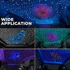 600PCS 32W Meteor Starlight Headliner Kit,4 Light Colors Twinkle Fiber Optic Star Ceiling Lights,0.03in*13.1ft/4m, App/Remote Control Rgbw Shooting Star Headliner Kit Car Roof Home Ceiling