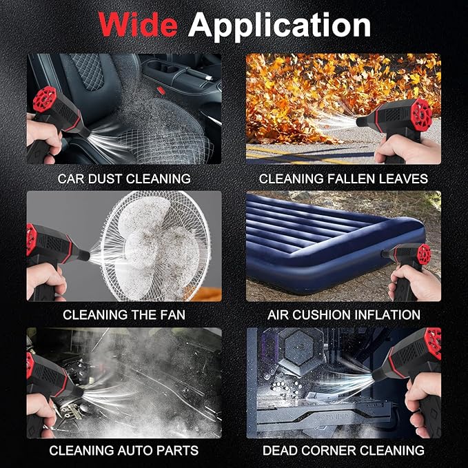Compressed Air Duster, 100000 RPM Electric Air Duster, 3-Speed Cordless Keyboard Cleaner, Rechargeable Mini Air Blower for PC, Computer, Camera and Car Detailing Cleaning (red)