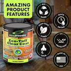 Eco-Tuff Finish Polyurethane Clear Coat — UV Resistant & Non-Toxic Wood Sealer — Clear Protective Water Based Sealant for Concrete Surface, Wood Floor, Cabinet, Countertop,Furniture — 1 Gallon — Gloss
