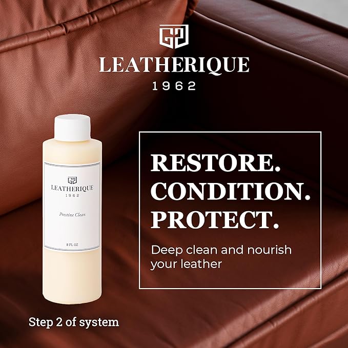 Leatherique Prestine Clean 32 oz | Leather Cleaner & Conditioner for Cars, Furniture, Saddles & More | Gently Removes Dirt, Oils & Impurities | Works Alone or with Leatherique Rejuvenator Oil
