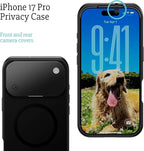 Spy-Fy iPhone 17 Pro Privacy Case | Front and Rear Camera Covers | MagSafe iPhone Case with Lens Protection | Camera Blocker for Privacy and Safety | Slim Shockproof Phone Cover 6,3-inch Black