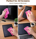 KitchLife Microfiber Cleaning Cloth Roll, 100 Pack - Tear-Away Microfiber Paper Towels, Lint-Free, Reusable, Washable for Kitchen, Car, Dishes, and Sensitive Surfaces (Hot Pink)