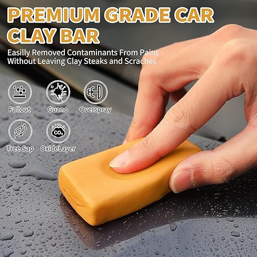 Heavy Duty Car Clay Bars Auto Detailing Clay Luber Synthetic Lubricant Kit，4 Pcs Auto Detailing Clay Bar，10 Pack Clay Lubricant Sheets & Microfiber Towel – Safe Deep Clean, Remove Contaminants
