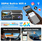 DDPAI 4K Dash Cam Front and Rear, Built-in 32G eMMC Dual Dash Camera for Cars, 128GB Card Included Dashcam,GPS, Night Vision,5G WiFi, 7-Days Parking Mode, 3" IPS, ADAS, WDR, Support 512GB, Z60