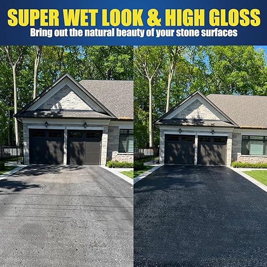 Super Wet Look Stone Sealer-2 Gallon, Durable & Long-Lasting Protection with High Gloss Finsh, Stain Proof, Against Water Damage & Dissolved Salts Natural Stone Sealer for Sandstone, Driveways