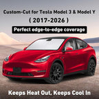 EcoNour Windshield Sun Shade Compatible for Tesla Model 3 & Model Y 2017–2026 | Custom Fit EV Front Window Sunshade | Foldable Heat & UV Reflective Sun Visor