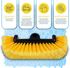 SCRUBIT 12" Car Wash Brush with Soft Bristles for Car, Truck, Boat Deck & House Cleaning, Exterior Washing Brush Connects with Pole & Hose, Storage Bag Included (Yellow)