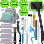 CRAFNEW 20Pcs Window Cleaning Kit, Household Cleaning Tools with Squeegee, Brushes, Microfiber Pads for Window Track, Sliding Door, Glass Door, Bathroom Mirror, Car Windshield
