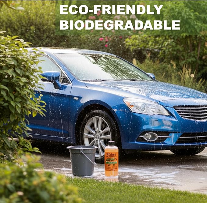 Plant-based Eco-friendly Car Wash Soap, Non-Toxic, High-Foam, Concentrated Premium soap with rinse & no-rinse options