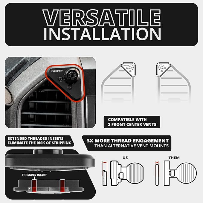 Tackform LINK Vent Phone Mount Compatible with 2015-2020 Ford F-150, 2017-2021 Super Duty, 2018-2021 Expedition | Aluminum | Universal Magnetic Holder | 2" Arm | Orange Knob | (NOT MAGSAFE Compatible)