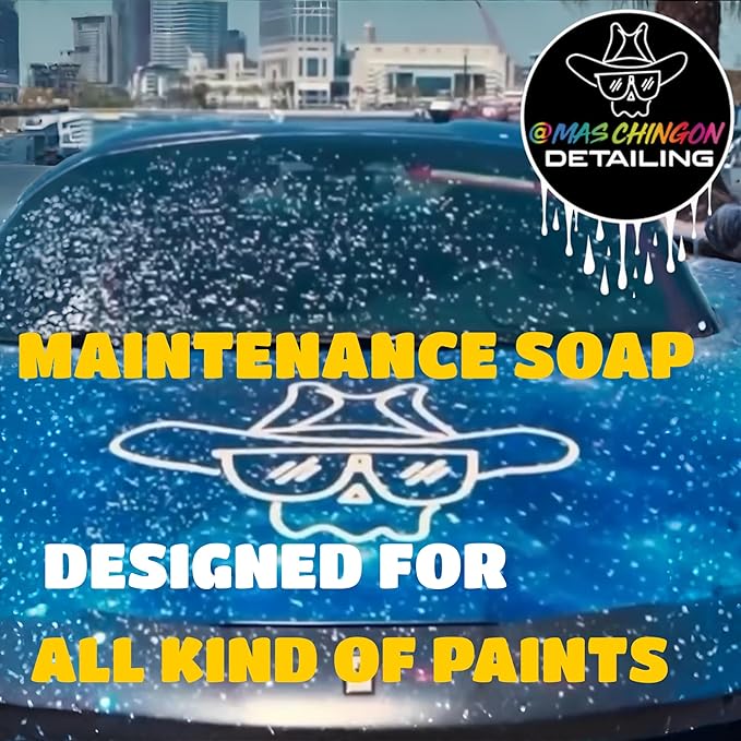 Mas Chingon Car Wash Shampoo PH Balaced Maintains Protective Wax or Sealant Coating Formulated with Advanced Gloss Enhancers for Incredible Shine Great for Cars, Trucks, SUVs, RVs, Motorcycles 16Fl-Oz