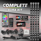 OPT7 Aura Pro Engine Bay Lights w/App & Remote Control, 4PCS 12” Waterproof Under Hood LED Light Strip, Exterior Car Neon Accent Lighting Kit, RGB Multicolor Music Sync Accessories for Cars Vans SUVs