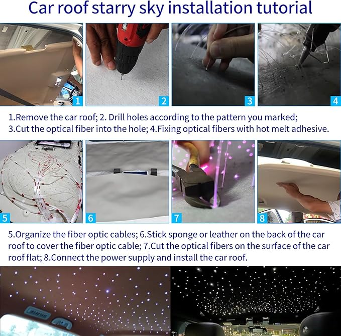 Upgraded Starlight Headliner Kit Twinkle+Meteor All in One Fiber Optic Lights,16W APP&Remote Control+Music Effect 650 pcs (0.03*0.04*0.06in)*9.8ft Star Lights for Car Truck/Cinema Restaurant