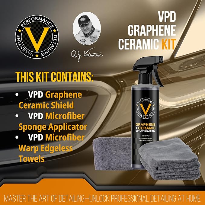 VPD Graphene Ceramic Kit - Graphene Ceramic Shield, Microfiber Edgeless Towels, Microfiber Sponge Applicator, The Ultimate Car Detailing Solution for DIY Detail & Car Care, Easy-to-Use & Versatile
