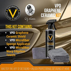 VPD Graphene Ceramic Kit - Graphene Ceramic Shield, Microfiber Edgeless Towels, Microfiber Sponge Applicator, The Ultimate Car Detailing Solution for DIY Detail & Car Care, Easy-to-Use & Versatile