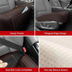 BOPUOVRE Car Seat Cover for Luxury & Comfort - PU Leather, Anti-Slip, Full Wrap Protection with Storage Pocket for Bottom Cushion - Universal Fit for 95% of Vehicles (Coffee Color,1 Piece)
