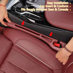 Car Seat Gap Filler Organizer of 2 - No Drop Seat Guard, Universal Car Seat Gap Filler, Durable Non-Slip Material, Easy 10-Second Install for Cars, Trucks & SUV (Brown)