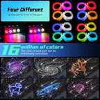 Split Car Starlight Headliner Kit, 4 Colors 12W Meteor Fiber Optic Star Ceiling Lights, 1000pcs*0.02in*9.8ft+240 RGBW Shooting Stars Lights for Car Home Theaters Roof Décor