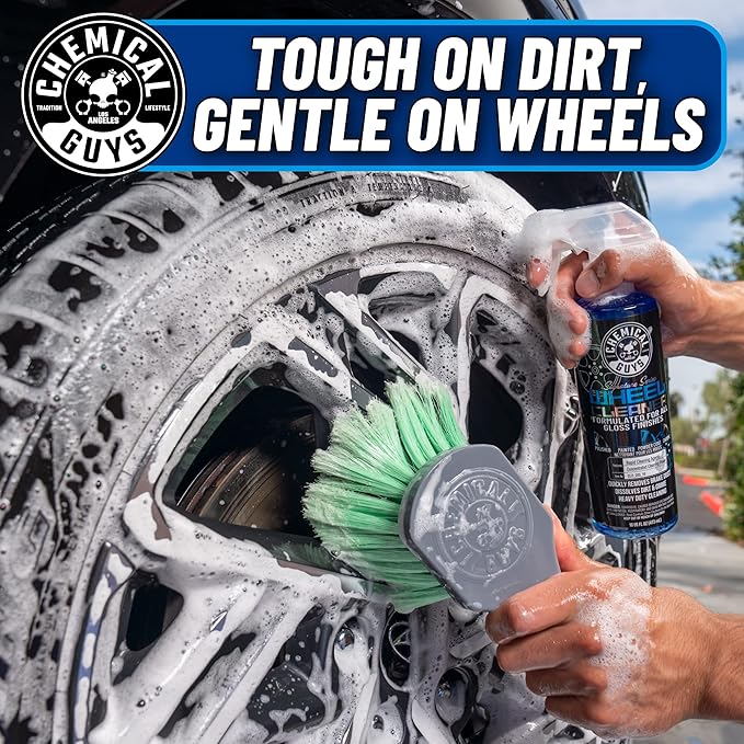 Chemical Guys CLD_203 Signature Series Wheel Cleaner, 128 fl oz + ACC_B01 Gerbil Wheel & Rim Brush (for Exhaust, Tires, Rims, Engine Bays, & More) + ACCG08 Wheelie All Exterior & Wheel Brush