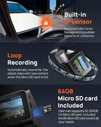 70mai Dash Cam Front and Rear A510,1944P+1080P with STARVIS 2 IMX675 and 64GB Card, Dash Camera for Cars, 4G LTE Support, ADAS, Built-in GPS WiFi, APP Control, HDR, 24H Parking Mode, Loop Recording