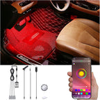 Car Ambient Lighting Kit 64 Colors Multicoloured Music Footwell Lighting APP Control Car DIY Decorative Atmosphere Lighting DC 12V 1W