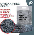 Nasiol Twist Car Drying Towel, Highly Absorbent Quick Dry, Soft Banded Edges - Scratch Free - Double Sided - Safe for Car Paint Microfiber Evo Detailing Towel (35 x 23 inch)